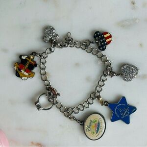 Disney Charm Bracelet with Silver and Blue Accents